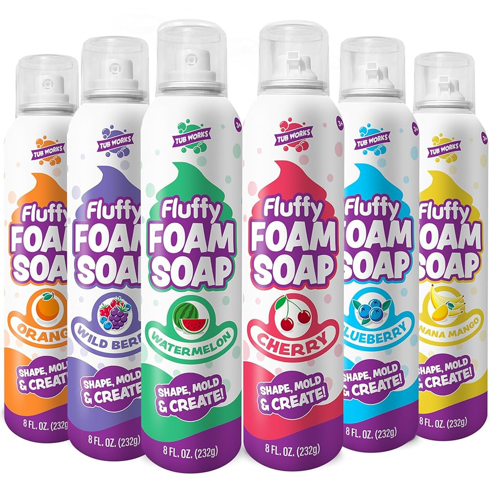 Tub Works® Fluffy Foam Soap, Variety 6 Pack | Shape, Mold & Create Bath Art with Soft Bath Foam ... | Amazon (US)