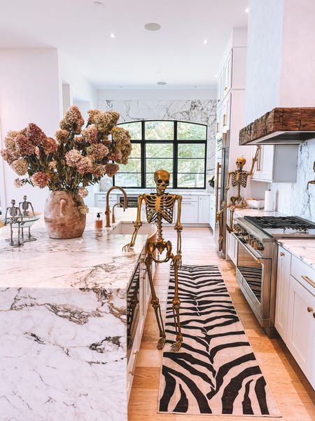 The perfect kitchen runner for Halloween and year round styling! Linking my gold skeletons too! 