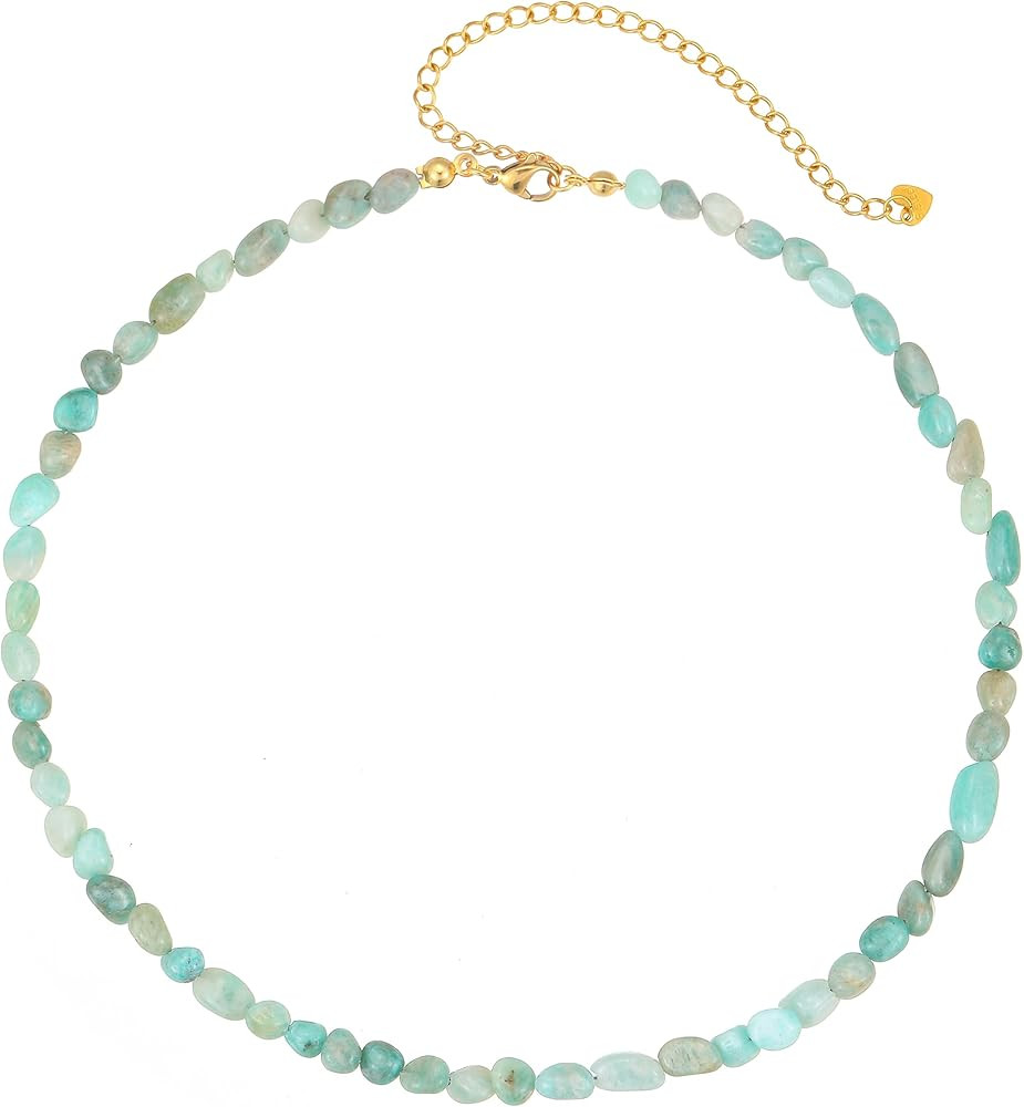 Wellike Beaded Necklaces For Women Trendy Dainty Choker Necklace Chain 18k Gold Plated Natural St... | Amazon (US)