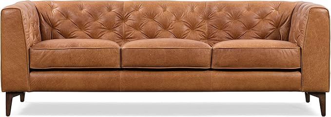 Poly & BARK Essex Leather Couch – 89-Inch Sofa with Tufted Back - Full Grain Leather Couch with... | Amazon (US)