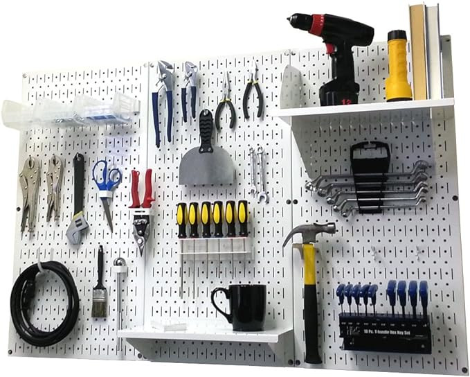 Wall Control Pegboard Organizer 4 ft. Metal Pegboard Standard Tool Storage Kit with White Toolboa... | Amazon (US)