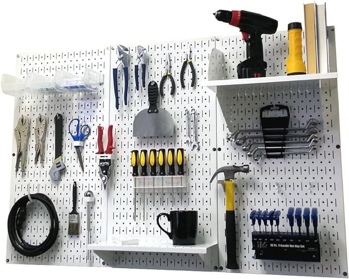 Pegboard Organizer Wall Control 4 ft. Metal Pegboard Standard Tool Storage Kit with White Toolboa... | Amazon (US)