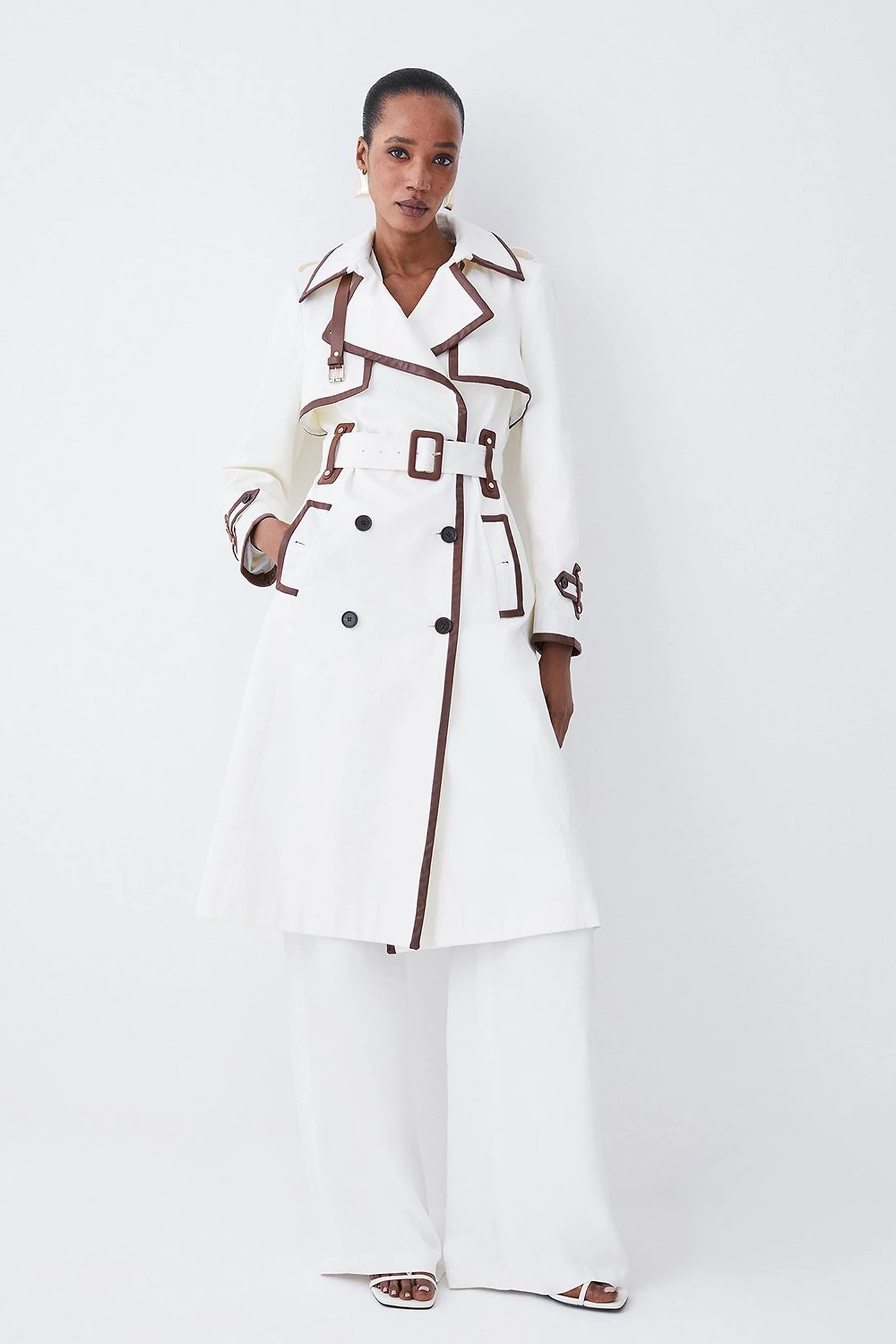 Collar Detail Belted Trench Coat | Karen Millen US