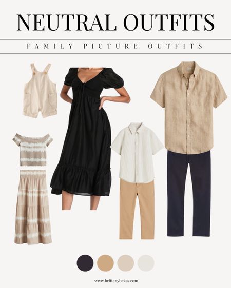 Neutral family picture outfits. These would be great in the desert or in a lush green backdrop like a park or field. 

Neutral family outfits - black dress - men's outfits - men's fashion - tie dye outfit - men's linen shirt - family pictures 