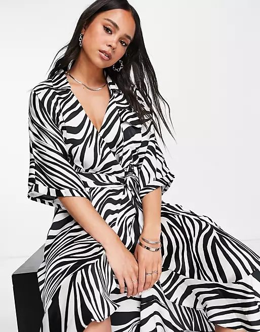 Topshop zebra midi shirtdress in monochrome | ASOS | ASOS (Global)