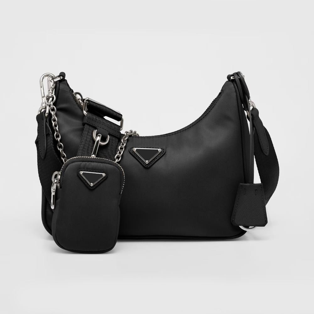 3pcs Men Women Luxury Designer Bags 2005 High Quality Handbags Black Hobo Wallet Nylon Chain Ladi... | DHGate