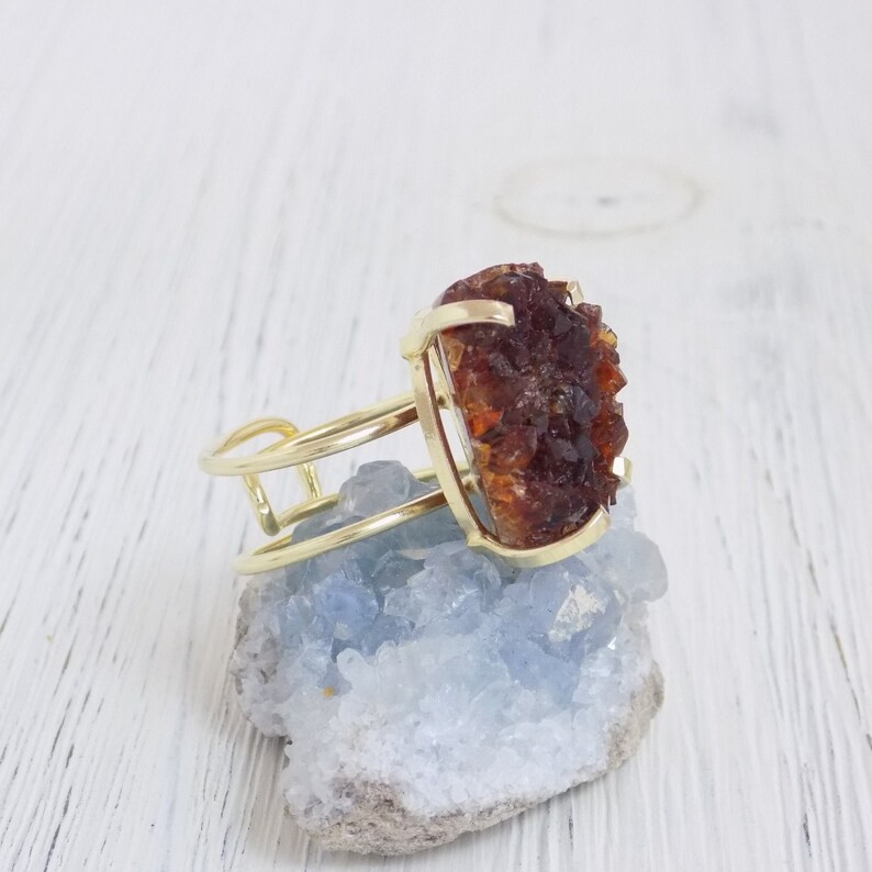 Raw Citrine Ring - Brown Citrine Ring - Druzy Ring - Raw Crystal Ring Adjustable - Large Stone Ri... | Etsy (US)