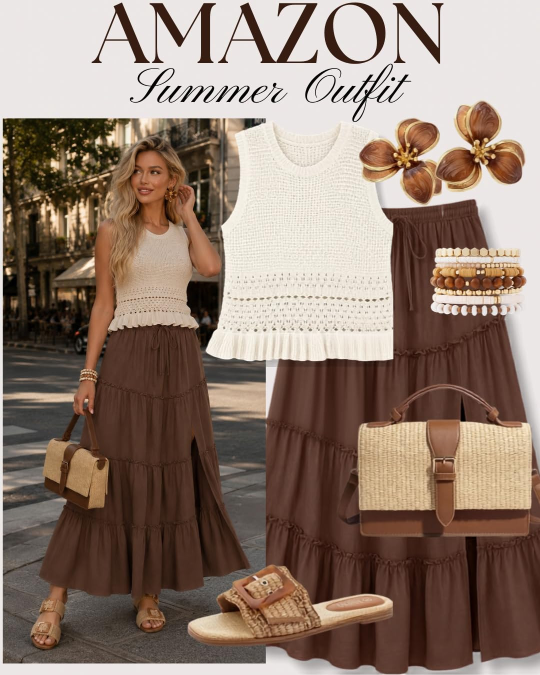 Trendy Queen Long Skirts for Women Slit Maxi Boho Skirt Summer Vacation Outfits A-Line Dress with... | Amazon (US)