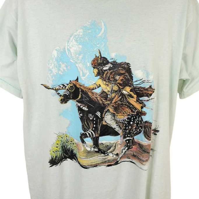 Vintage Native American Warrior T Shirt Mens Size XL 90s Horse Made In USA | eBay US
