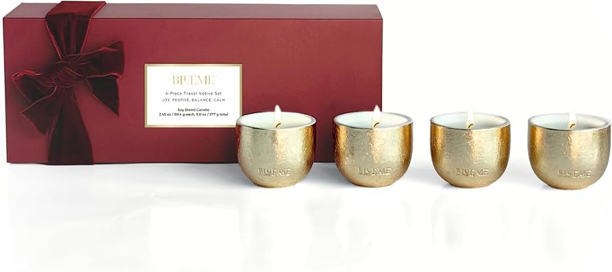 2025 Gold Holiday Votives, Refillable Wellness Candle, Contains Essential Oil, Sustainable, Hand ... | Amazon (US)