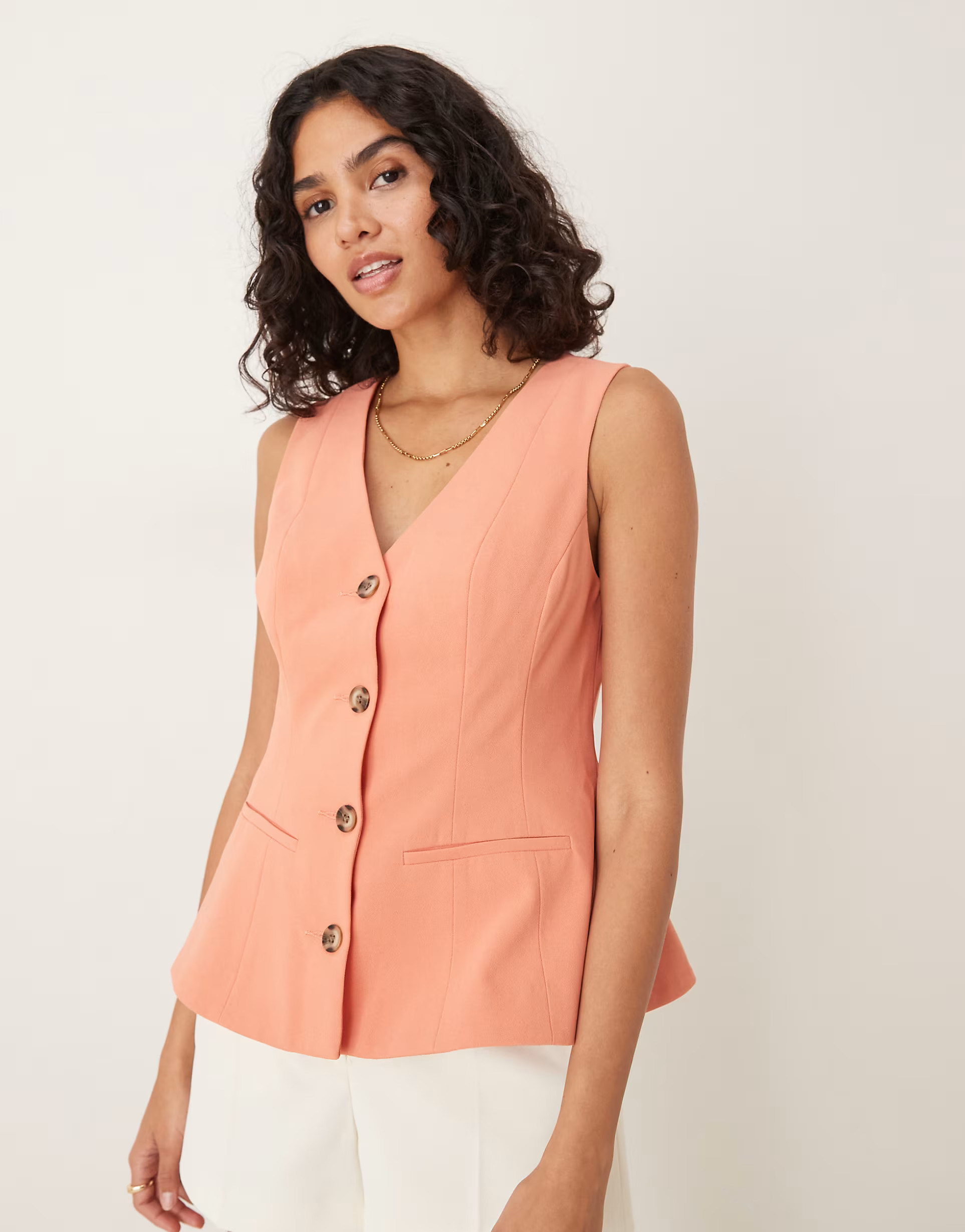 ASOS DESIGN peplum waistcoat in coral | ASOS (Global)