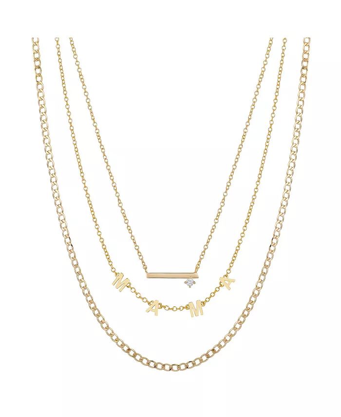 Unwritten 14K Gold Flash-Plated Cubic Zirconia Mama Layered Pendant Necklaces - Macy's | Macy's
