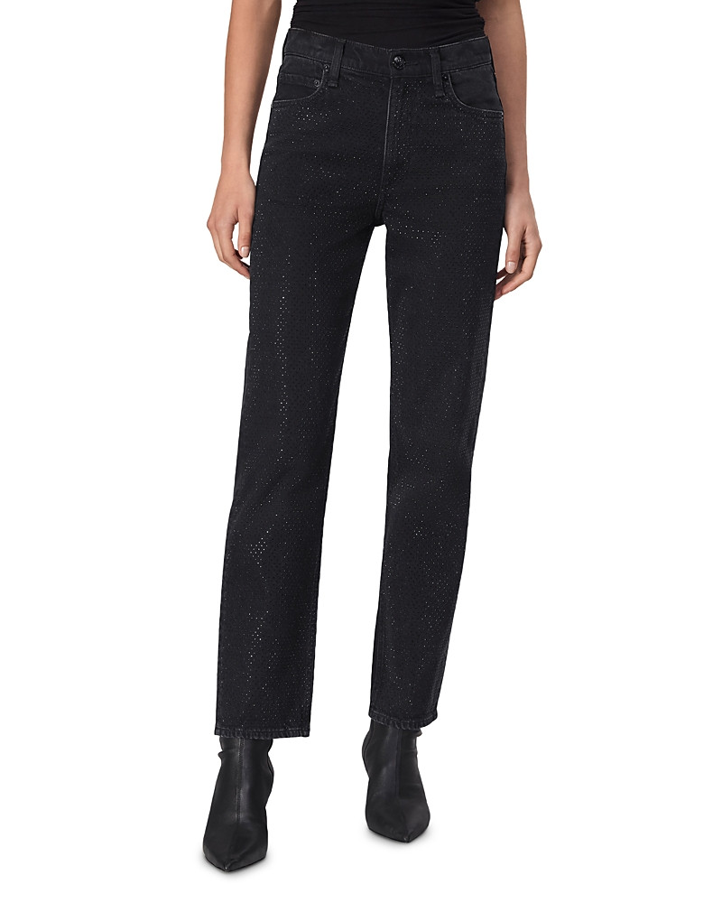 rag & bone Harlow Embellished High Rise Straight Leg Ankle Jeans in Sirin With Jewel | Bloomingdale's (US)
