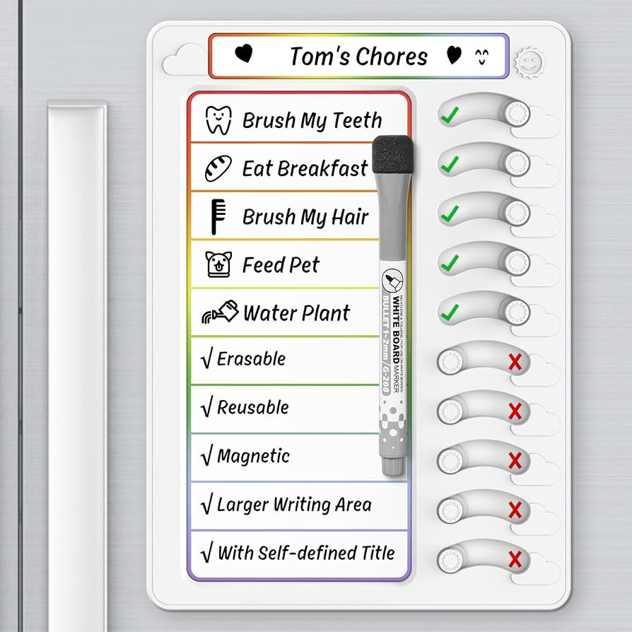 Chore Chart for Kids Dry Erase Chore Board ADHD Tools for Kids to Do List Checklist Task Board Ro... | Amazon (US)