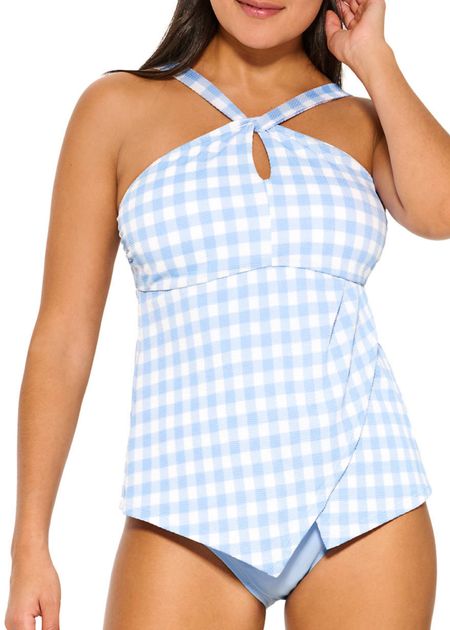 Gingham tankini, blue & white swimsuit, 

#LTKswim #LTKover40 #LTKfindsunder50