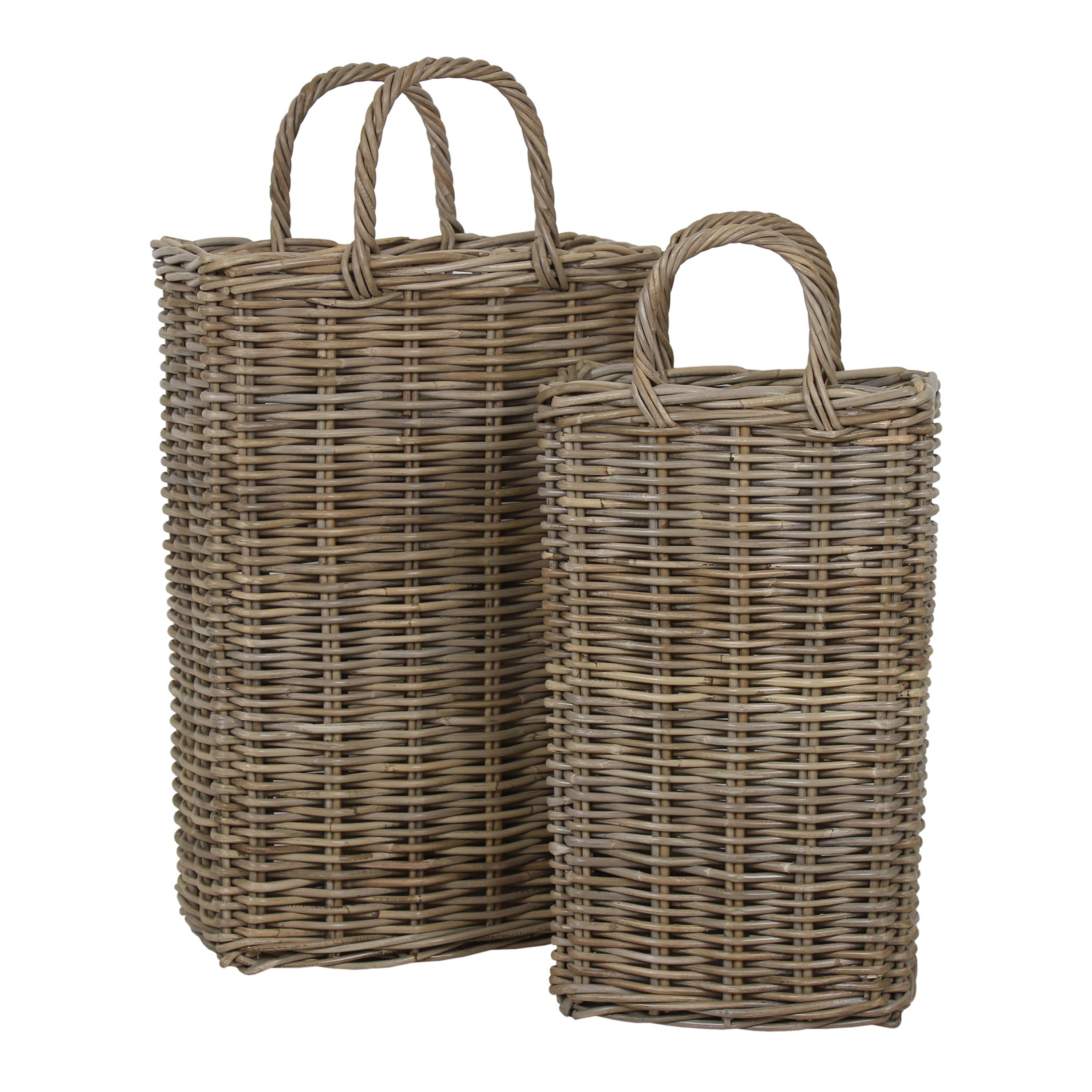 Claressa Tall Brown Rattan Tote Baskets 2 Piece | World Market