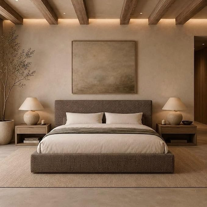 Square Bed – Washable Cover - Soft Upholstered Linen - Minimalist Modern - Sold Separately(Brow... | Amazon (US)