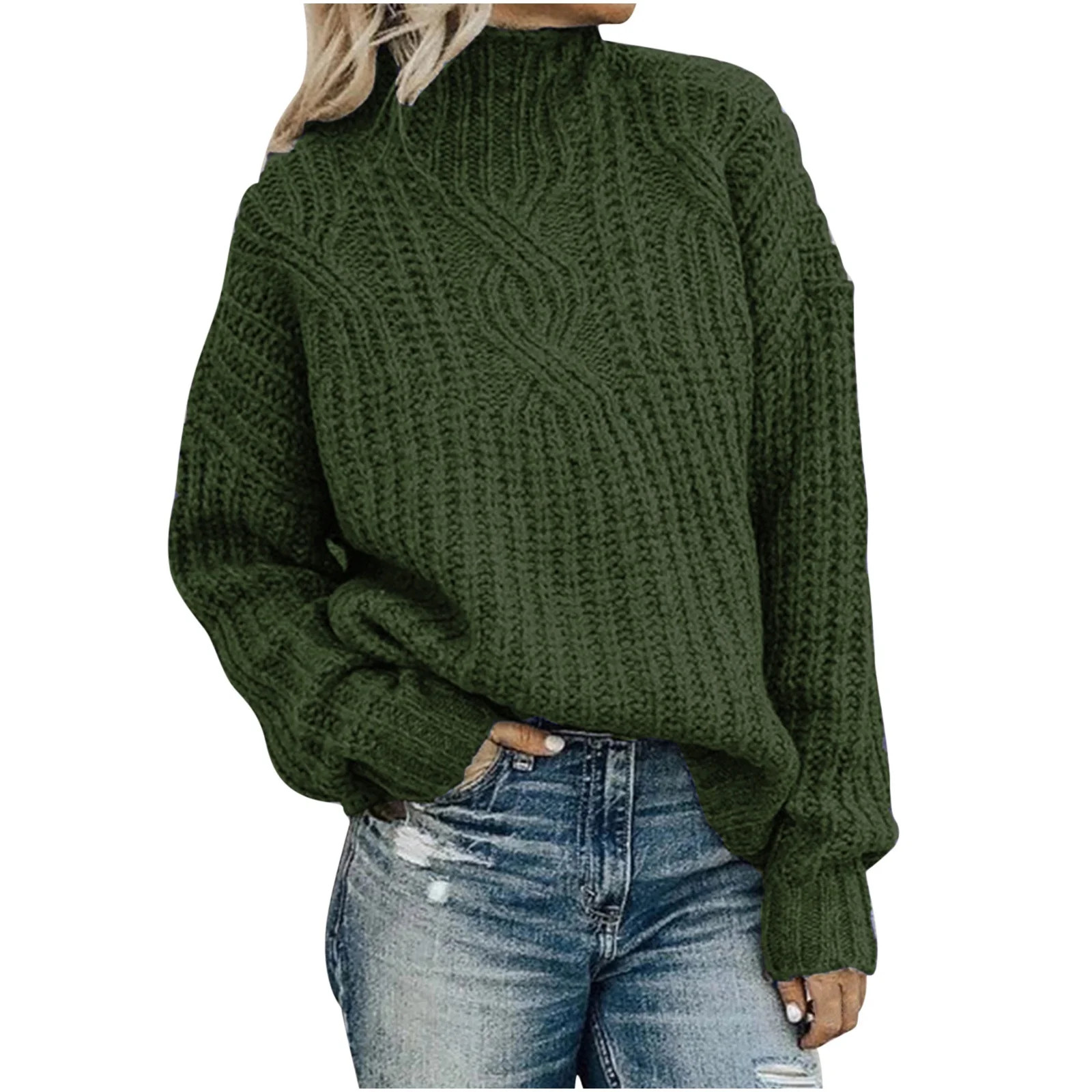 Dezsed Women's Turtleneck Oversized Sweaters Clearance Womens Solid Long Sleeve Sweater Loose Tur... | Walmart (US)
