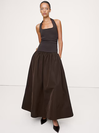 Jersey & Taffeta Halter Maxi Dress | Banana Republic (US)