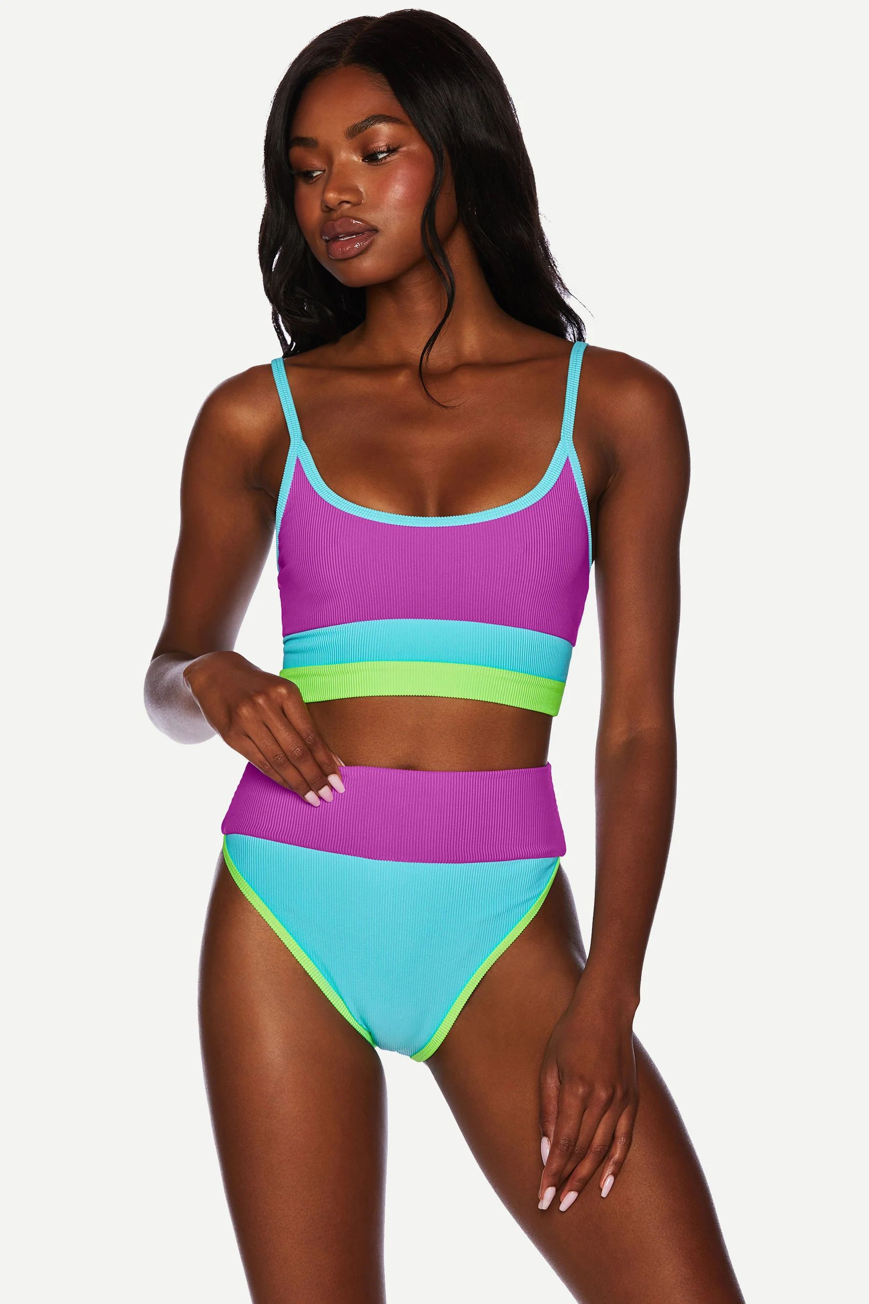 Emmy Bottom Cool Fluorescents | High Waisted Bikini Bottom | Beach Riot | Beach Riot