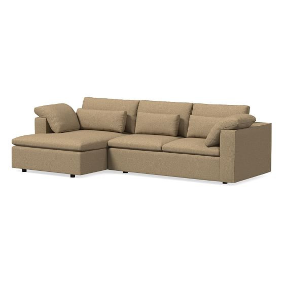 Harmony Modular 122"" Left Multi Seat 2-Piece Chaise Sectional, Petite Depth, Deco Weave, Camel | West Elm (US)