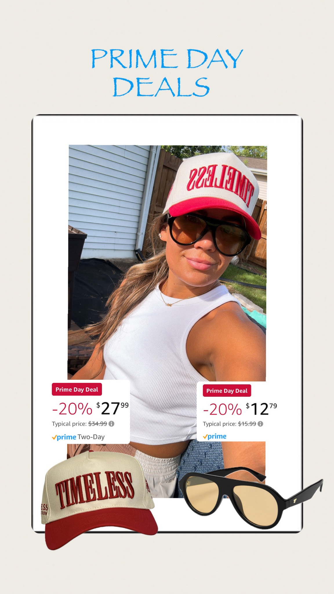 Amazon prime day / trucker hat / aviator sunglasses 

#LTKFindsUnder50 #LTKStyleTip #LTKSaleAlert