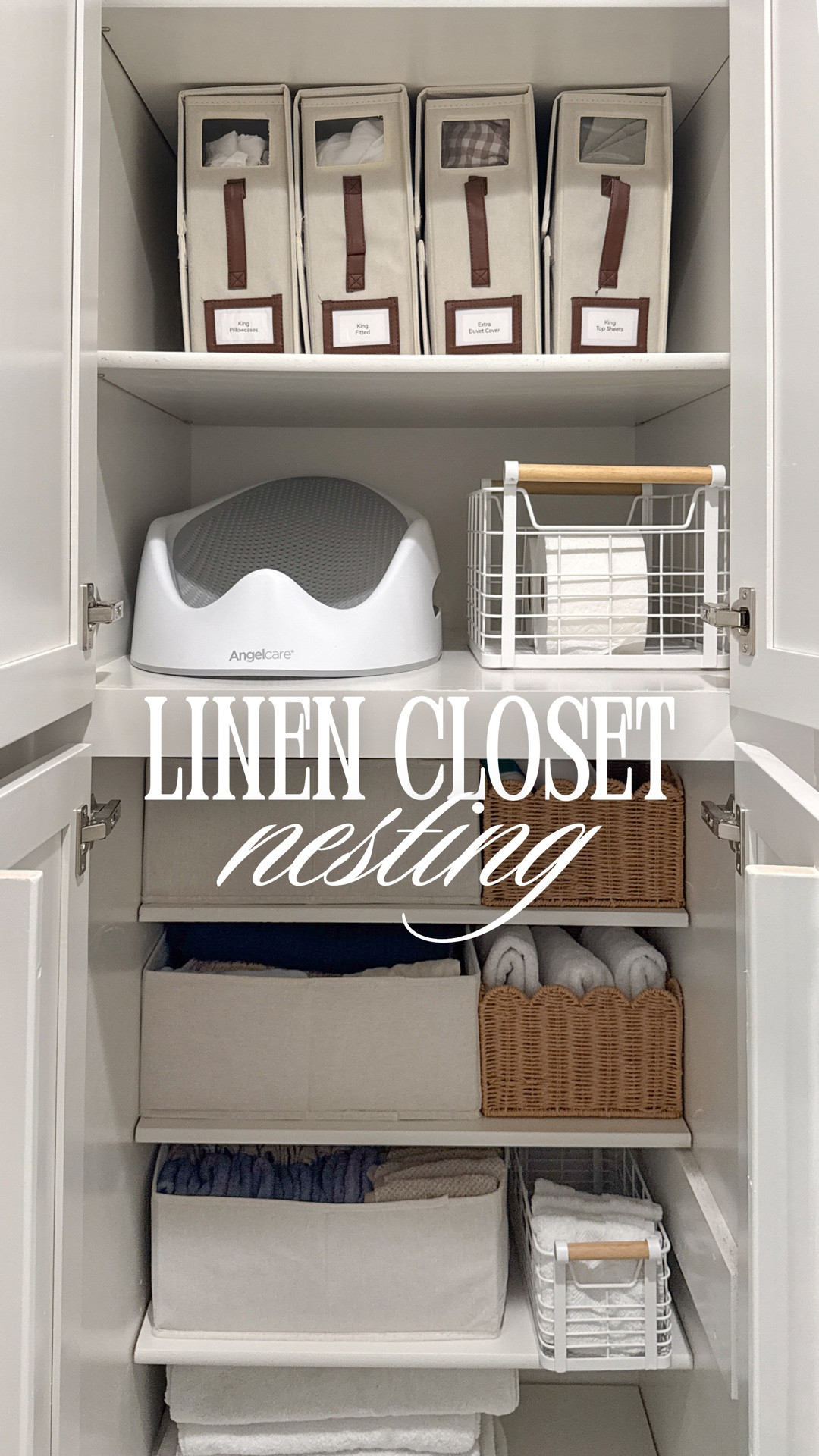 Nesting Series: Linen Closet👶🏼 Welcome back to my cleaning + baby prep series, today I am showing you our linen closet (that my sis so kindly organized🤍)

The before was so messy, this was something we needed to do regardless of being in nesting mode!

I love these Amazon baskets!! Wire baskets are target! 

#LTKHome