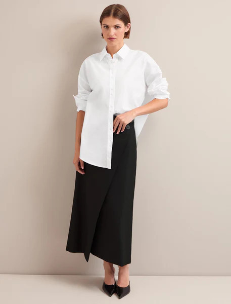 Layla Wool Maxi Wrap Skirt - Black | Cefinn