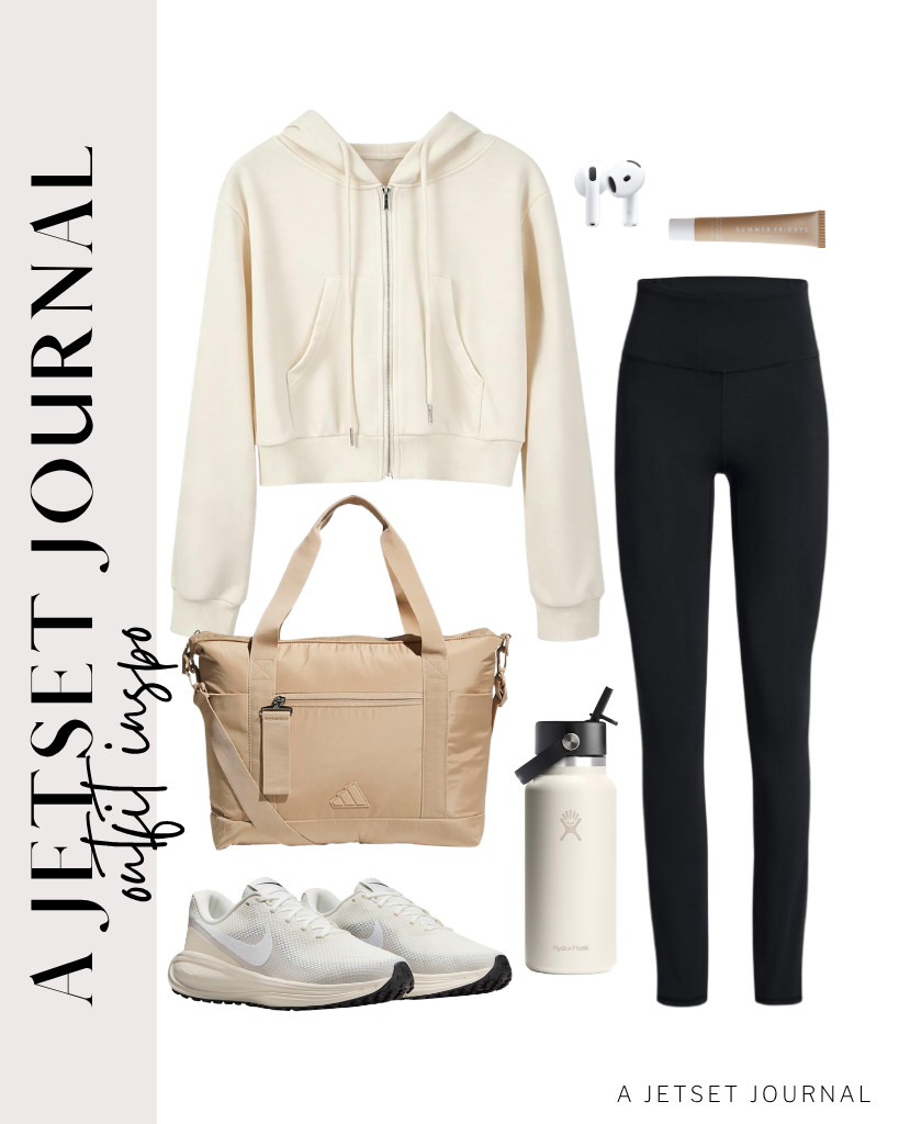 This combination of a cropped zip-up drawstring hoodie and comfy leggings can be your next gym outfit! Nike running shoes are perfect for this fit. Remember to apply something on your lips like this Summer Fridays’ lip butter balm. If you love listening to your playlist while working out, you know you can always bring your Apple AirPods with you.


#LTKSeasonal #LTKSaleAlert #LTKTravel 

 