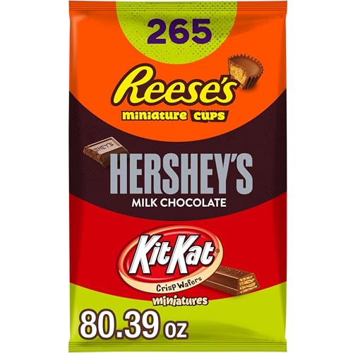 HERSHEY'S, KIT KAT and REESE'S Assorted Milk Chocolate Candy Variety Bag, 80.39 oz (265 Pieces) | Amazon (US)