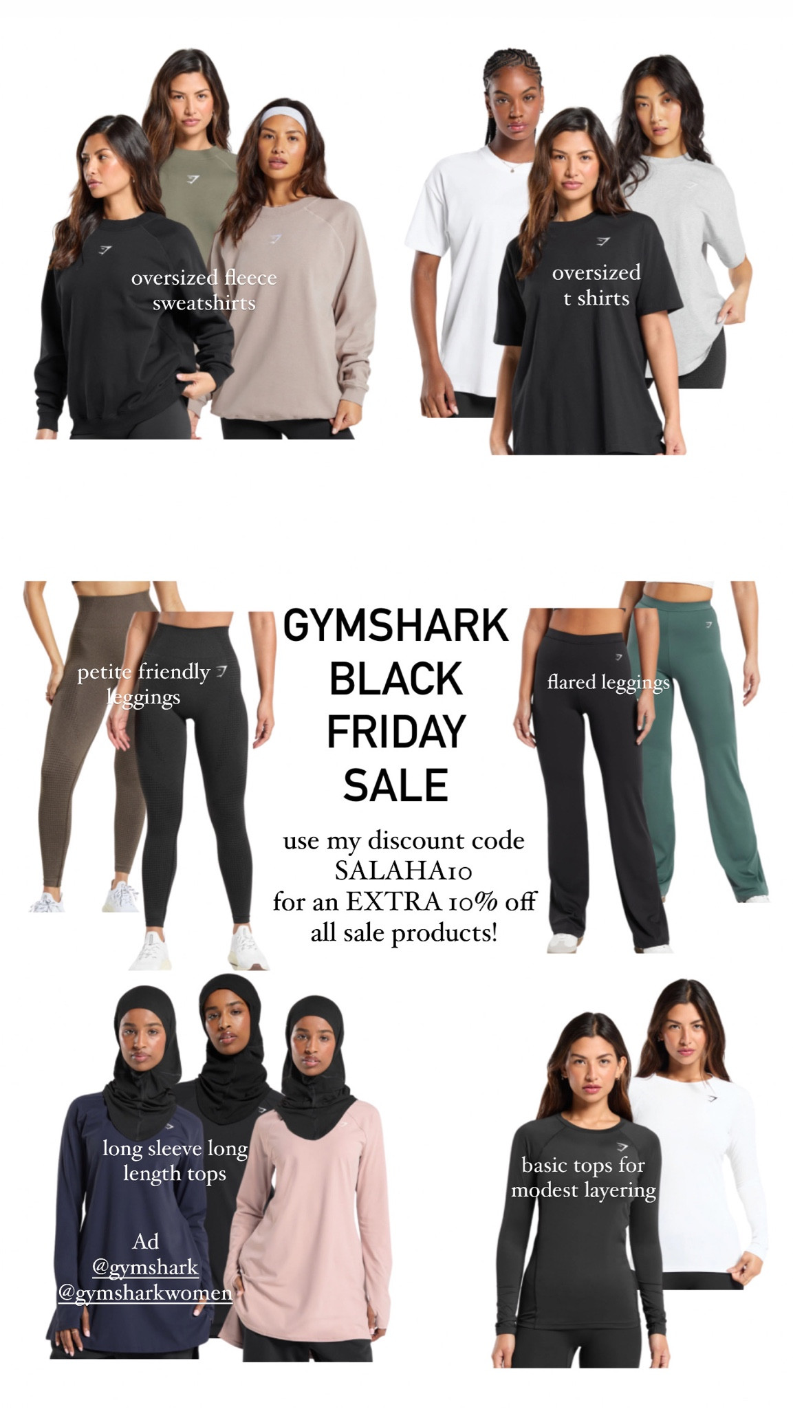 gymshark sale, extra discount, modest activewear, modest gymwear, gymwear inspo, flared gym leggings, petite gym leggings, gym tops, full sleeves, oversized top, oversized hoodie

#LTKeurope #LTKfindsunder50 #LTKActive