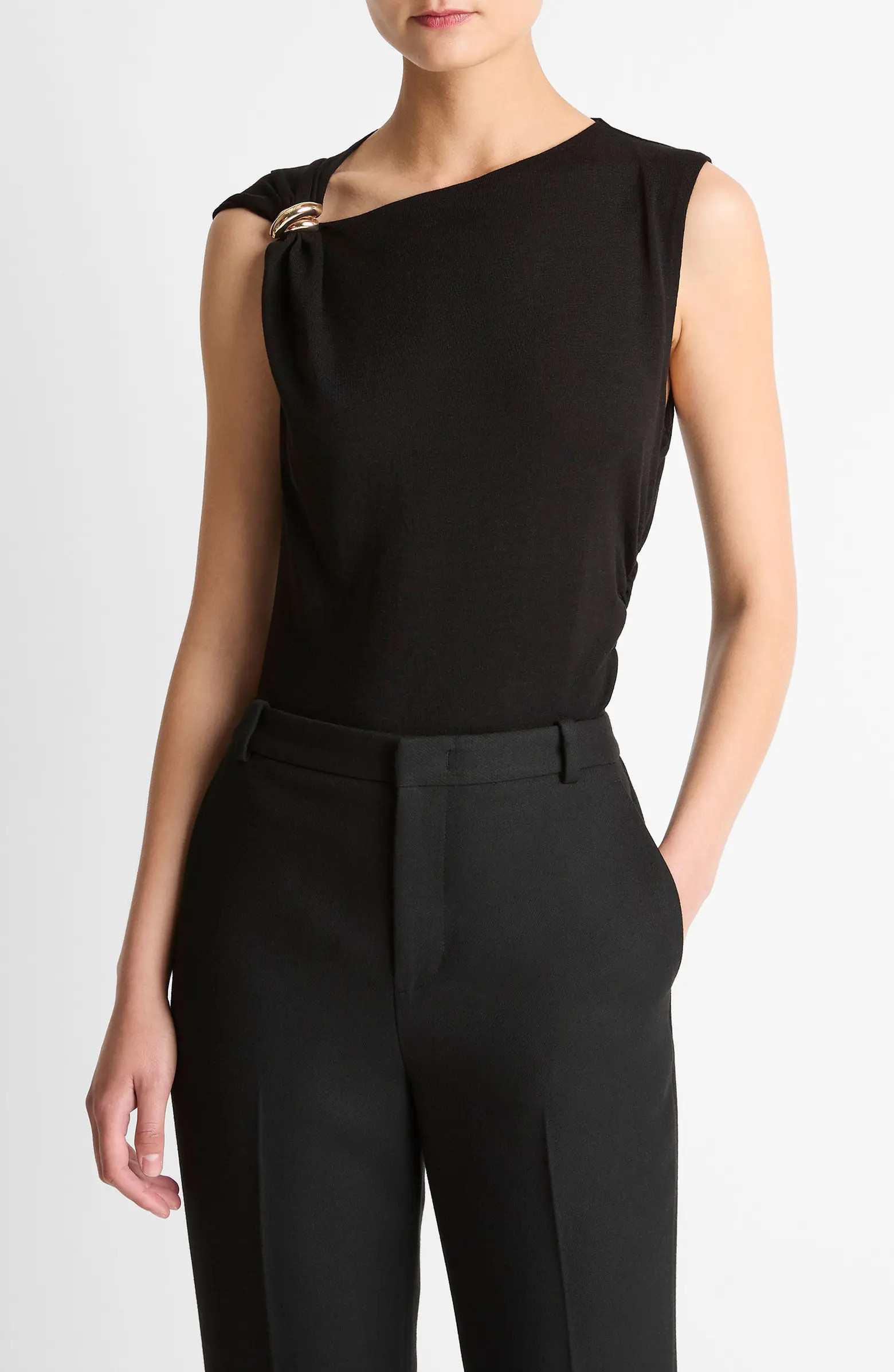 Draped Sleeveless Wool Blend Top | Nordstrom