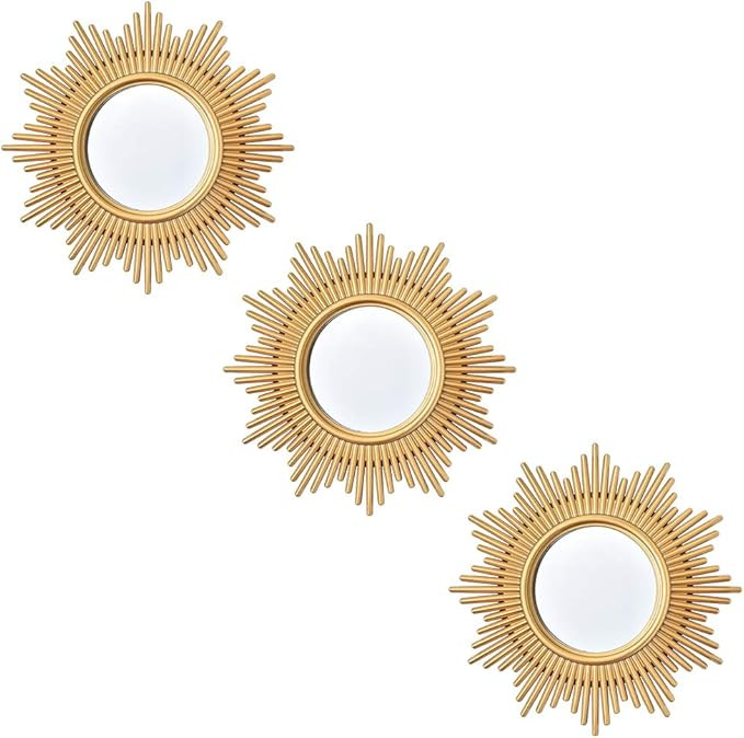 Small Wall Mirrors Decorative Living Room Set of 3 | Gold Round Mirrors for Wall Decor Bedroom | ... | Amazon (US)