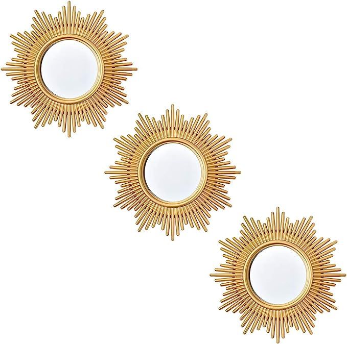 Small Wall Mirrors Decorative Living Room Set of 3 | Gold Round Mirrors for Wall Decor Bedroom | ... | Amazon (US)