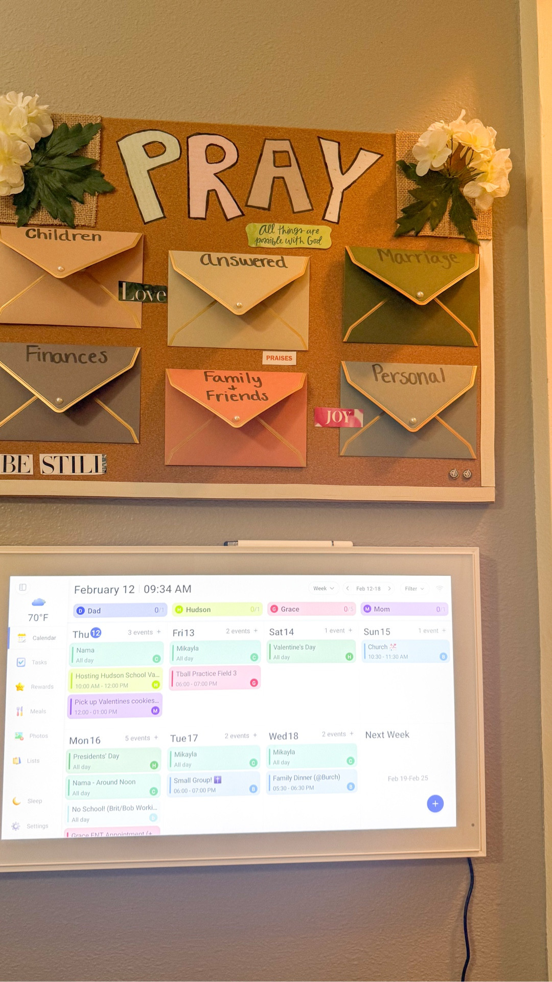 Is it weird to have a favorite wall in your house?! This is mine, prayer board and e-calendar….both have made all the difference in our lives 🥰

#organized #electronic #calendar #schedules #chorechart #corkboard #faith #craft #diy 

#LTKselfcare #LTKHome #LTKmomlife