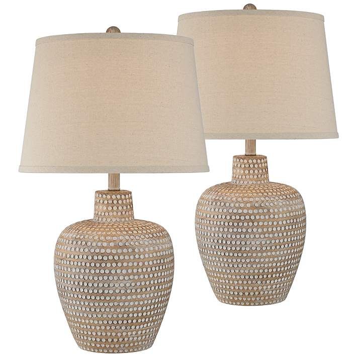 Regency Hill Glenn Dappled Beige Southwest Style Pot Table Lamps Set of 2 - #88M09 | Lamps Plus | Lamps Plus