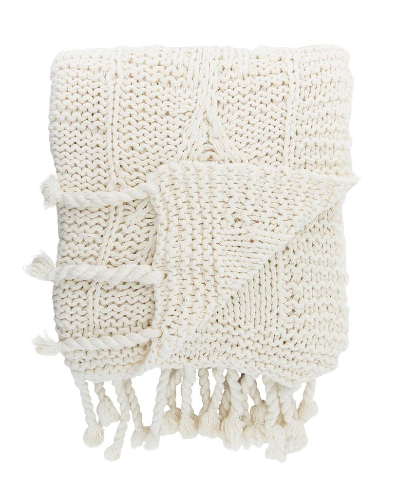 Knitted Ivory Cotton Throw | McGee & Co.