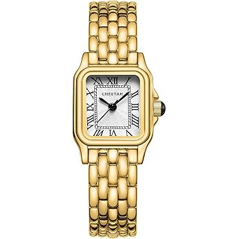 CHEETAH Gold Watches for Women with Small Vintage Bracelet, Rectangular Case Roman Dial | Amazon (US)