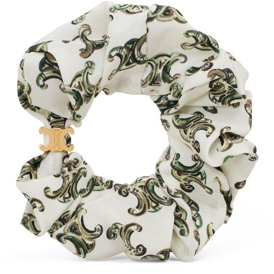 Scrunchy Celine Triomphe Camo Bracelet In Brass With Gold Finish And White Silk | 24S (APAC/EU)