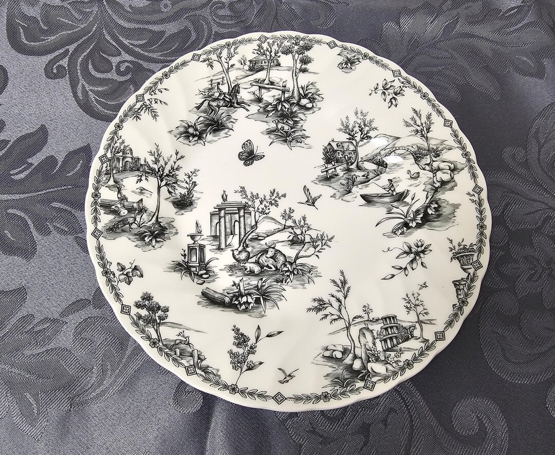 Churchill Black Toile 8" Salad Plate | Etsy (US)