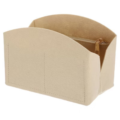 Unique Bargains Felt Multiple Compartments Zipper Purse Makeup Bag and Organizer 8" x 4" x 5.5" Beige | Target