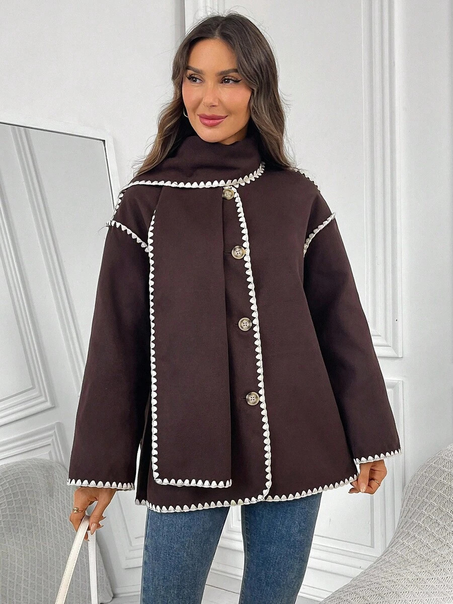 EMERY ROSE Women's Casual Loose Drop Shoulder Woolen Coat, Autumn/Winter,Women's Winter Clothes | SHEIN