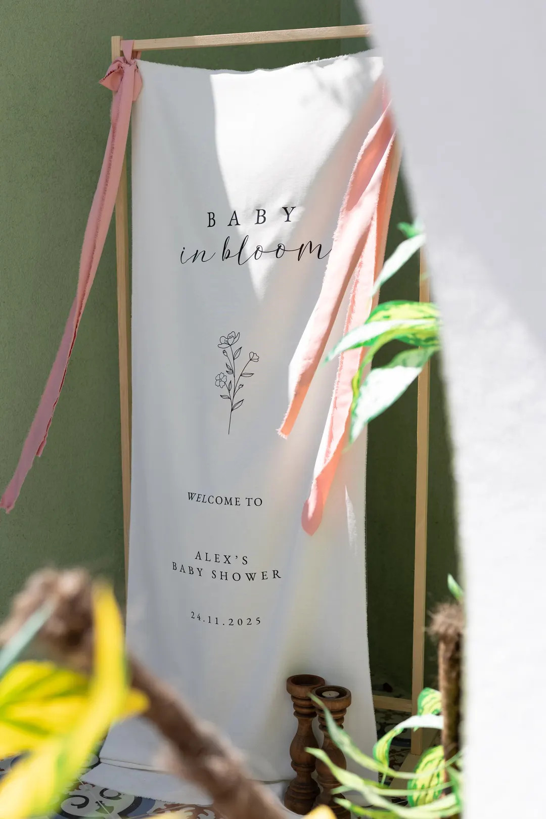 Personalized Baby Shower Banner, Baby in Bloom Welcome Sign, Fabric Baby Shower Sign - Etsy | Etsy (US)