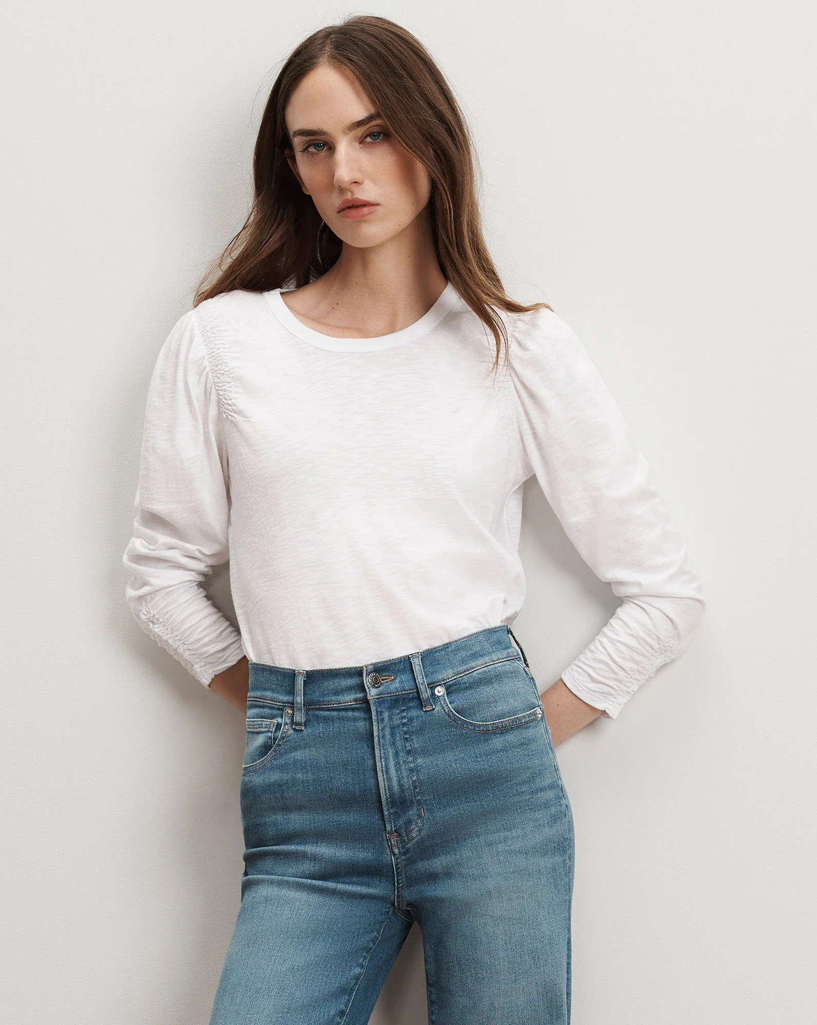 Bouvet Smocked-Shoulder T-Shirt | Veronica Beard
