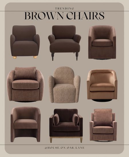 Brown chair round up 

Velvet boucle linen look armchair swivel bun feet 

#LTKhome #LTKstyletip #LTKMostLoved