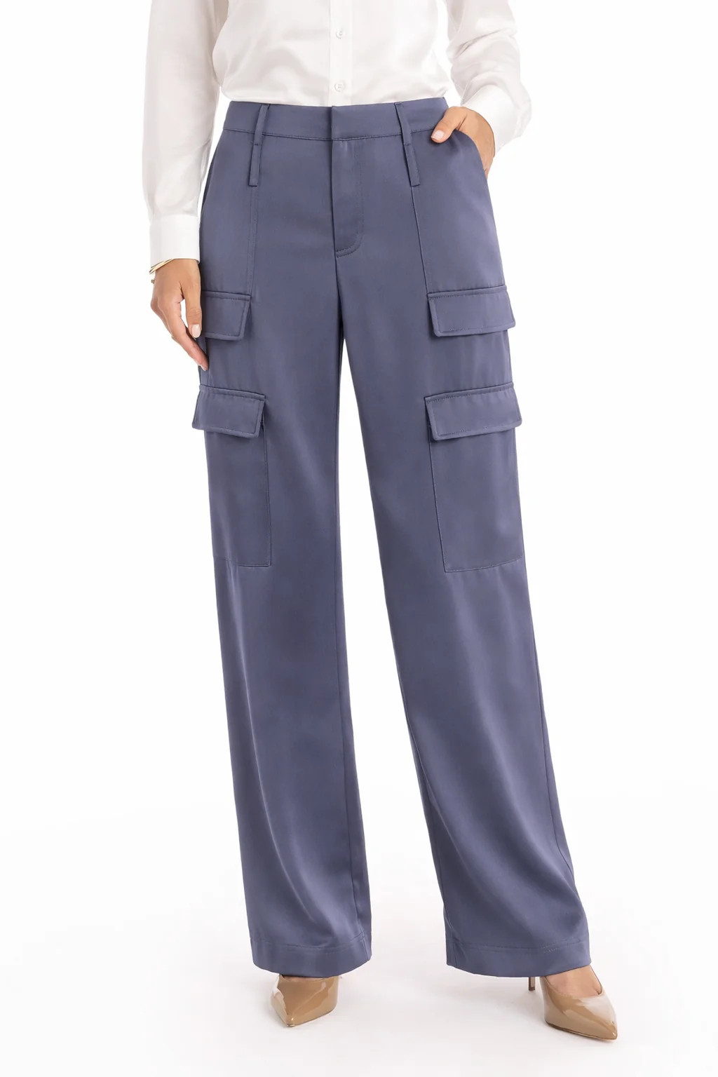 Milan Satin Cargo Pant - Navy | The Noli Shop