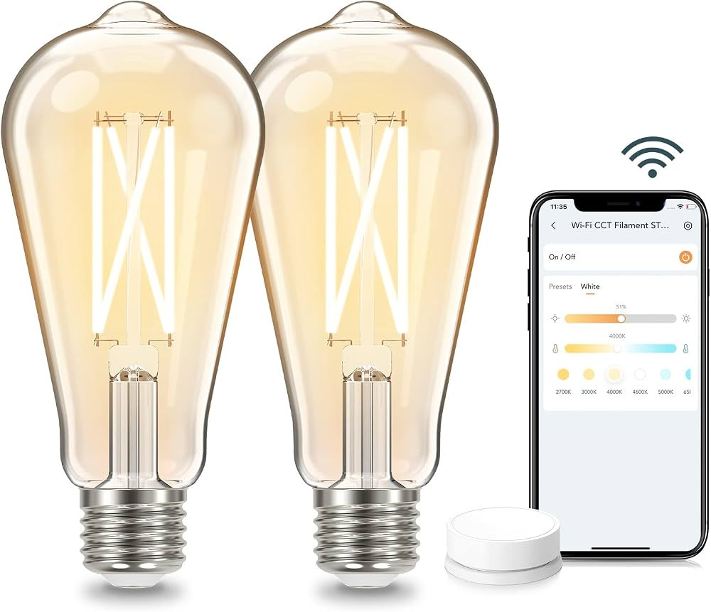 Linkind Smart Edison Bulbs, 2700K-6500K Tunable WiFi Edison Bulbs with Remote Control, 8W 60W Equ... | Amazon (US)