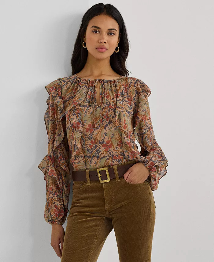 Lauren Ralph Lauren Women's Ruffled Floral Blouse - Macy's | Macy's