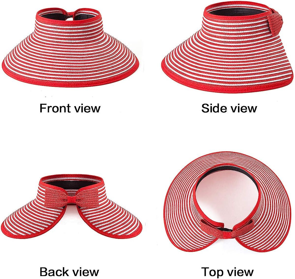 Foldable Sun Visors for Women - Beach Hat Wide Brim Sun Hat Roll Up Straw Hat | Amazon (US)