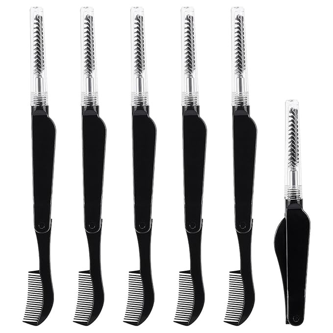 6 Pcs Foldable Mascara Wands Applicators, Double-Headed Eyebrow Brush Black Reusable Spoolies for... | Amazon (US)